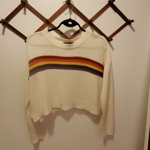 Cropped knitted sweater with Rainbow band